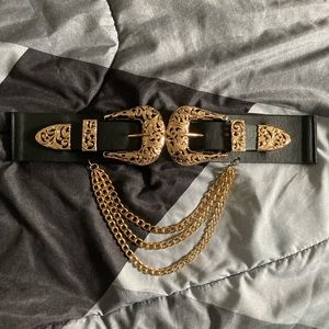 Vintage chunky Gold and Black chain waist Belt